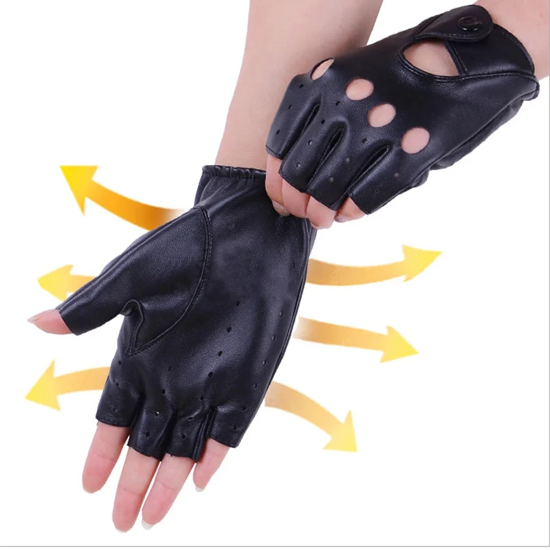 1 пара женских перчаток для вождения с полупальцами 1 шт. перчатки без пальцев из искусственной кожи для женщин черного цвета