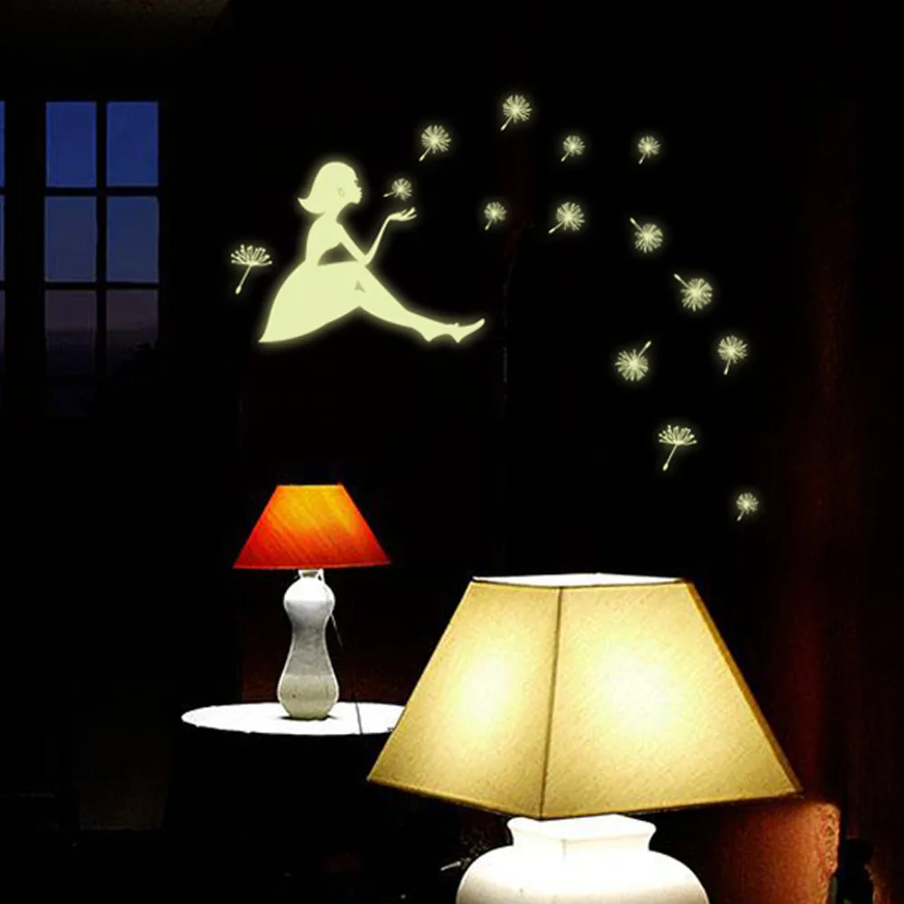 

Phosphorescent Glow In Dark Fosforescente Bedroom Decoration Christmas Tree Decal Snowflake Dandelion Luminous TV Wall Stickers