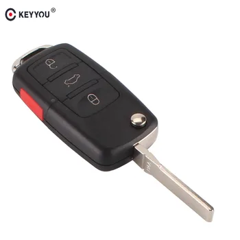 

KEYYOU 25X 4 Buttons Remote Flip Folding Car Key Shell Car Key Case Cover High Quality For VW Volkswagen Golf MK4 Bora