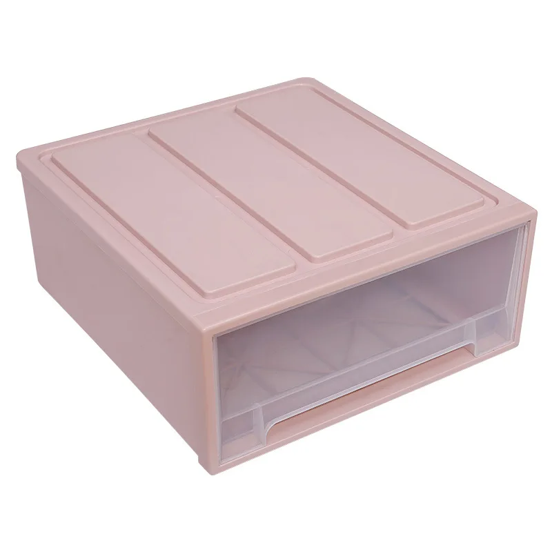 Экологичный чехол для хранения одежды, пластиковый ящик для хранения, тип ящика, нижнее белье, бюстгальтер, носки, галстук, органайзер, утолщенная коробка для хранения - Цвет: Pink