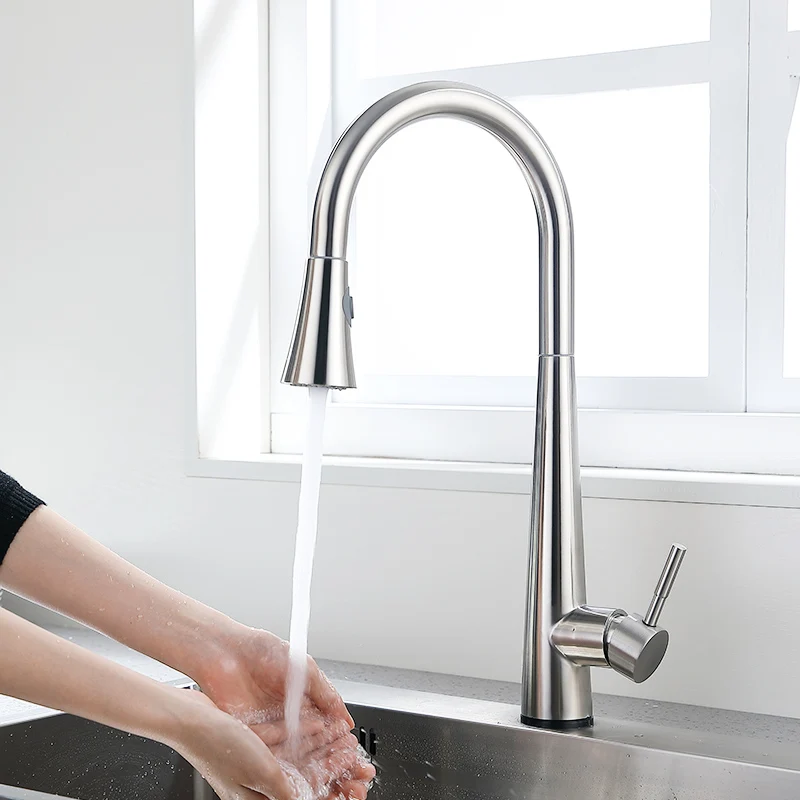 Fapully Kitchen Faucet Brushed Nickel Sensor Touch Sensitive Mixer Dual Outlet Hot and Cold Water Sink Tap Crane CP1053 Fapully Kitchen Faucet Brushed Nickel Sensor Touch Sensitive Mixer Dual Outlet Hot and Cold Water Sink Tap Crane CP1053