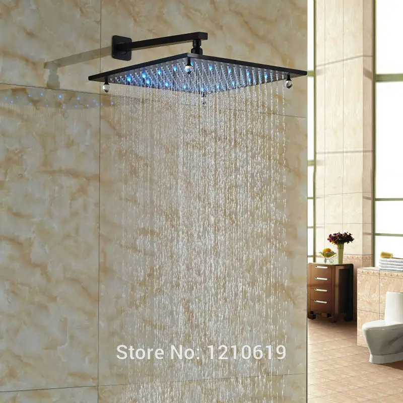 Newly Crystal Style Bath Shower Head 16" Wall Mount ORB Finish LED