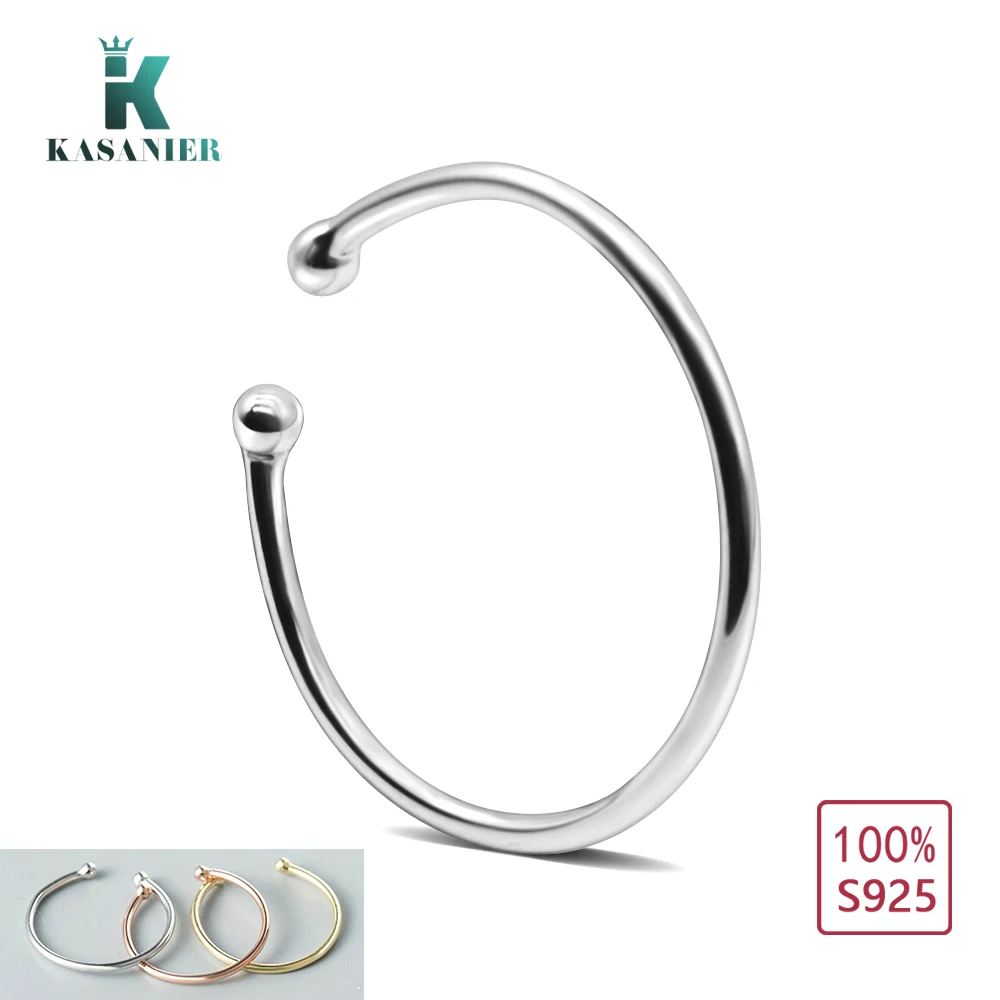 

KASANIER 100% 925 Sterling Silver Circular Ring Hollow Open Adjustable Ring Wear in Toes and Fingers and Nose 3 color options