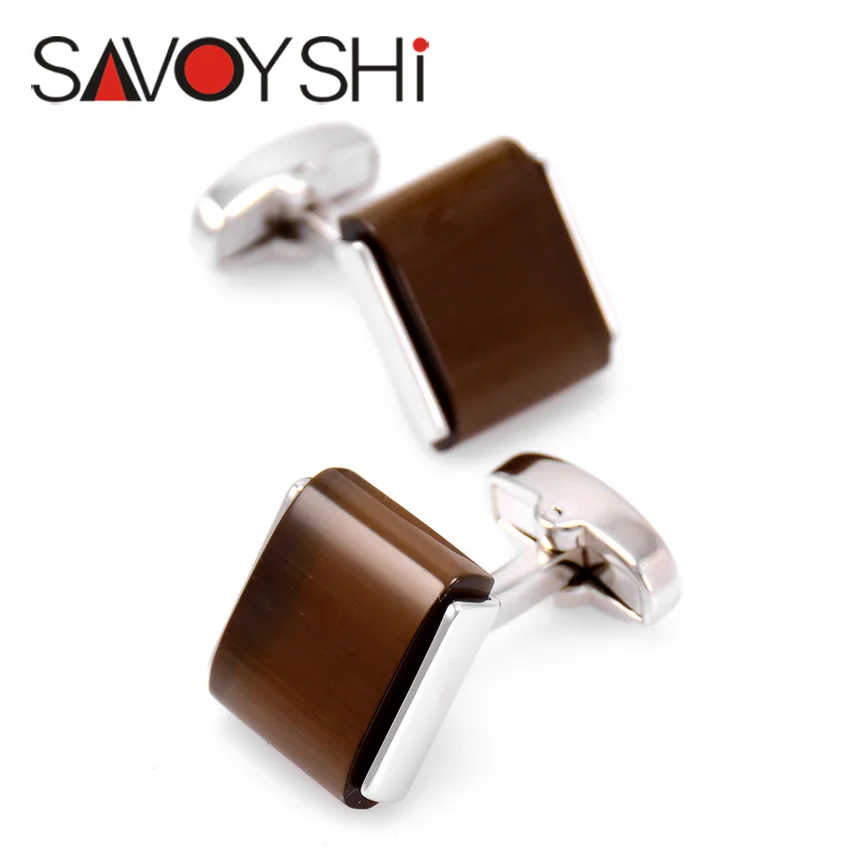 Мужские запонки в форме рубашки SAVOYSHI высококачественные квадратные коричневые