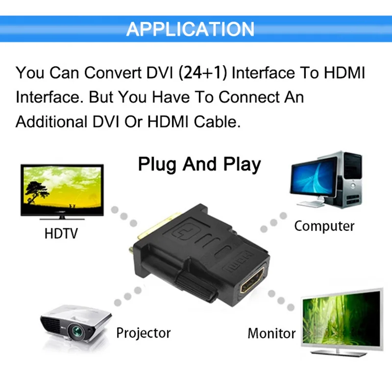 DVI 24 + 1 إلى HDMI محول كابلات 24 كيلو الذهب مطلي التوصيل الذكور إلى الإناث HDMI إلى DVI كابل تحويل 1080 وعاء ل HDTV العارض مراقب