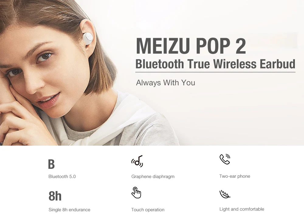 Meizu POP 2 TWS 5,0, Bluetooth наушники, беспроводные наушники, обновленная Hi-Fi гарнитура, Auriculares Bluetooth Inalambrico для телефона