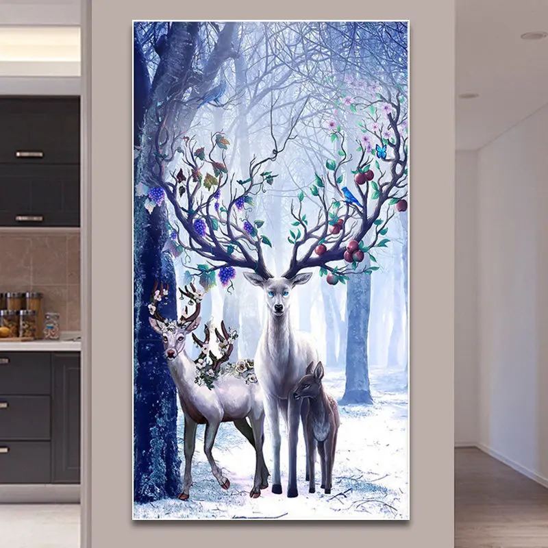 

Diamond Embroidery Forest Elk Cross Stitch Crystal Round Diamond Needlework Unfinished Decorative Diy Diamond Painting