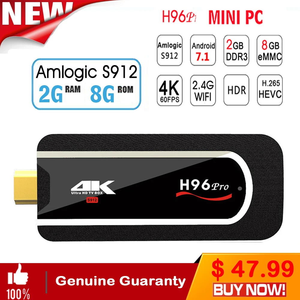 

H96 pro Mini PC Android Tv Box 7.1 Mini Box 2gb ram 16gb rom/8Gb Rom Amlogic S912 64bit Octa-core Mini PC Media TV Stick