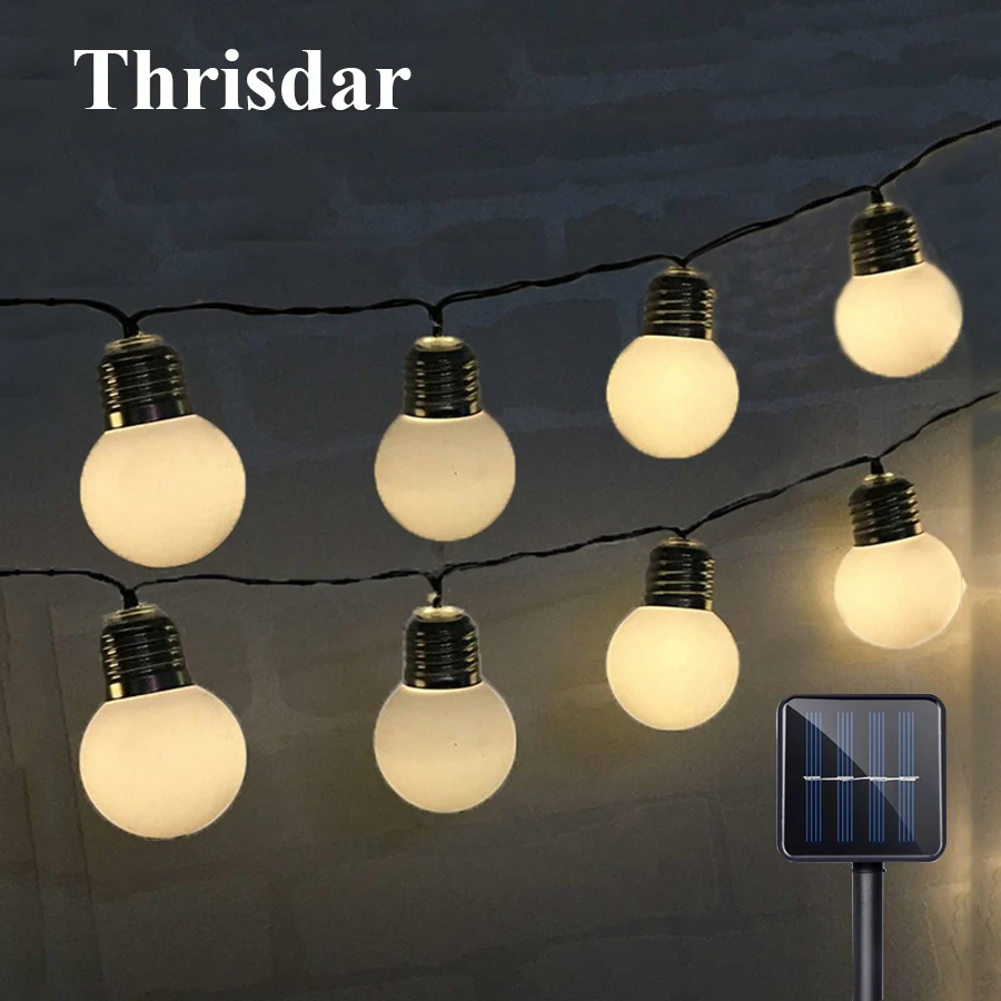 Thrisdar 10/20/30 LED Outdoor Globe Ball Solar Fairy String Light G50 Festoon Globe Bulbs Outdoor Garden Backyard Garland Light Thrisdar 10/20/30 LED Outdoor Globe Ball Solar Fairy String Light G50 Festoon Globe Bulbs Outdoor Garden Backyard Garland Light