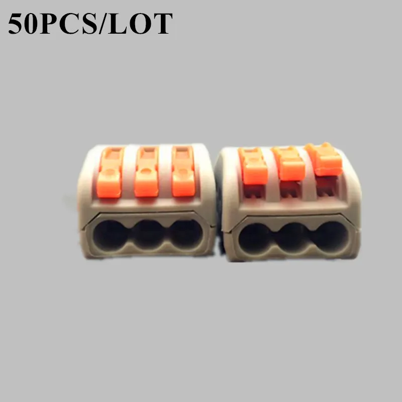 

Hole 3 PCT-213 50PCS/lot wire connector soft hard wires Universal terminal line pressing cap fast connection type