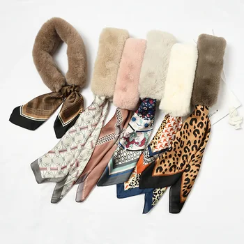 

2019 explosion models narrow streamers thick hairy collar women's autumn and winter collar warm wild plush scarf