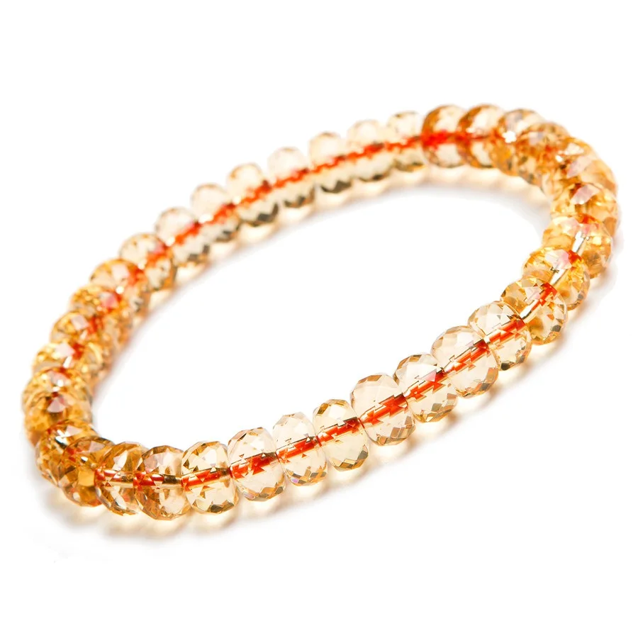 8mm Genuine Yellow Gold Natural Citrine Gemstone Crystal Stretch Abacus Faced Bead Bracelets For Women Drop Shipping (1)