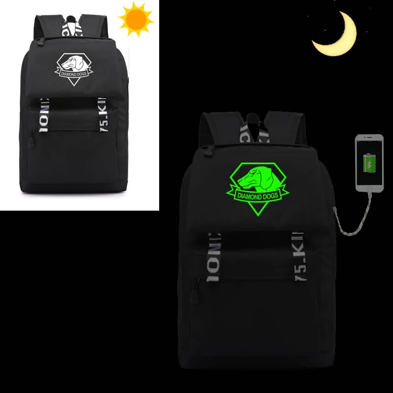 

METAL USB backpacks pc game Metal gear solid diamond dogs print backpack schoolbag shoulders bag