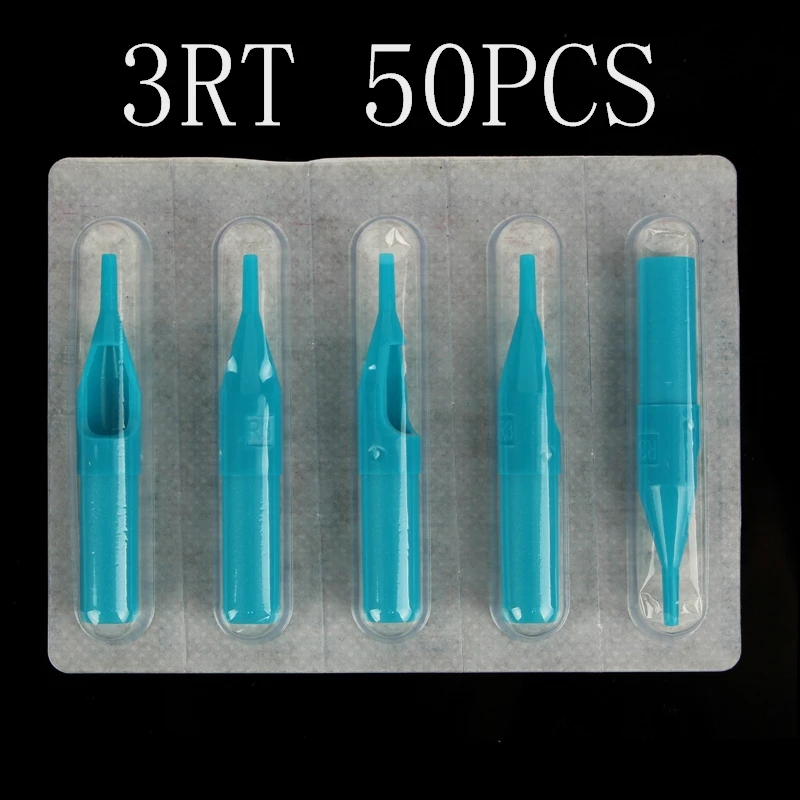 

YILONG 50 PCS/lot Round Tip Tattoo Disposable Nozzle Tip 3RT blue