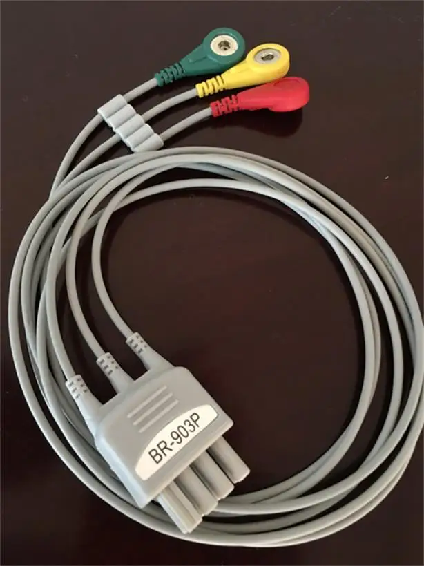 BR 903P Nihon kohden 913P 906P 3 lead 6 ECG cable с зажимом leadпроводника Или Защелкой AHA или IEC| |