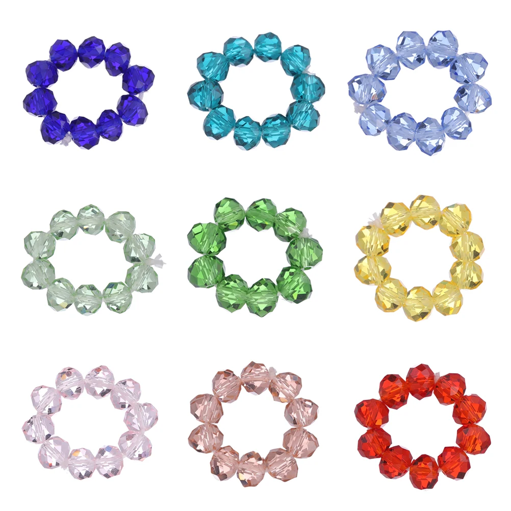

LIKGREAT Elasticity Resizable Crystal Glass Beaded Ring for Women Handmade Charm Jewelry Wholesale Colorful Rings Gifts for Girl