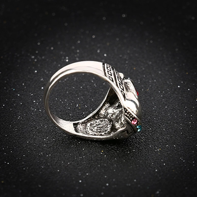 Big Punk Biker Skull Ring For Women Unique Antique Silver Cool Ring Girls Vintage Red Gem Jewelry Top Quality Hyperbole Rings