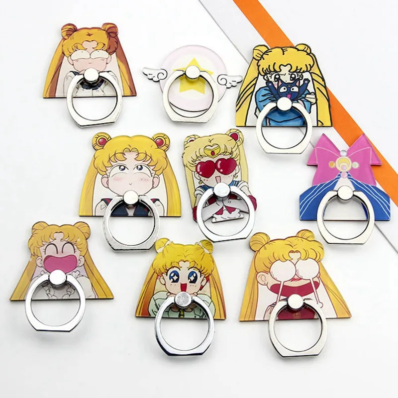 

Cartoon Sailor Moon Ring Buckle Bracket Water Ice Moon Mobile Phone Universal Mobile Shell DIY Paste Accessories