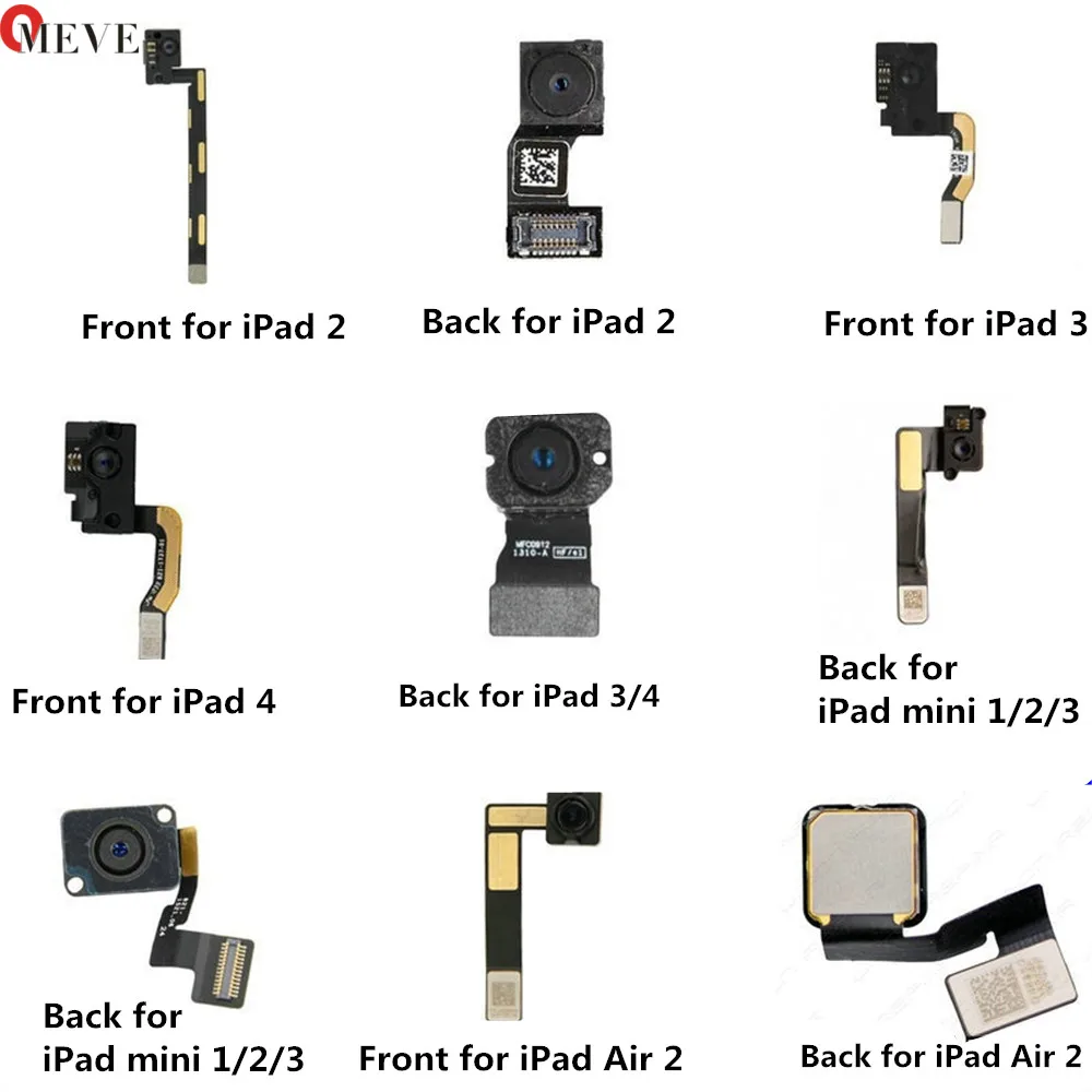 

Big Rear Back Camera Flex lens Module Main Front Face Small Cam Flex Cable For iPad Air Mini 1 2 3 4 5 6 CDMA 4G 3G Wifi Version