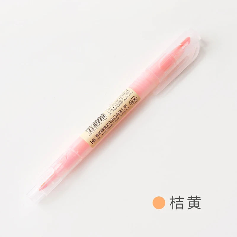 Dual Head Writing 2 in 1 Highlighter Pen Japanese Stationery Cute Office School Supplies - Цвет: G Medium Yellow