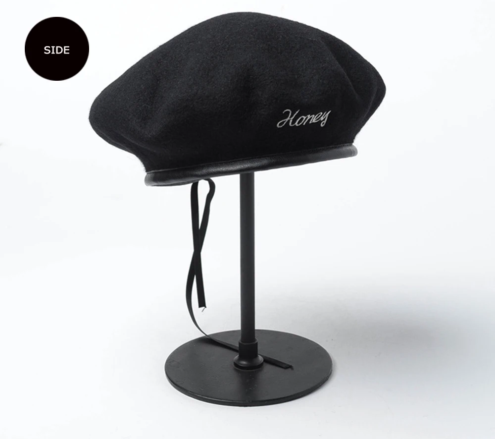 Joejerry, шерстяной берет, черная кожа, плоская кепка, французская шапка, вышитый берет, женская зимняя шапка Lletter