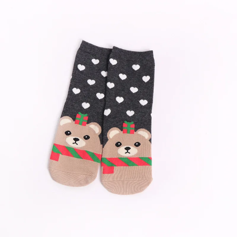 Милые рождественские носки женские хлопковые короткие носки мультфильм Санта Клаус Лось Снеговик забавные носки для девочек дамы новогодние подарки