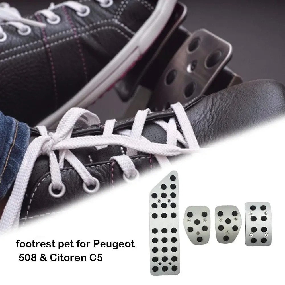 Non-Slip Durable Performance Aluminium alloy Accelerator Foot Rest Modified Pedal Pads Kit for Peugeot 508 Citroen C5