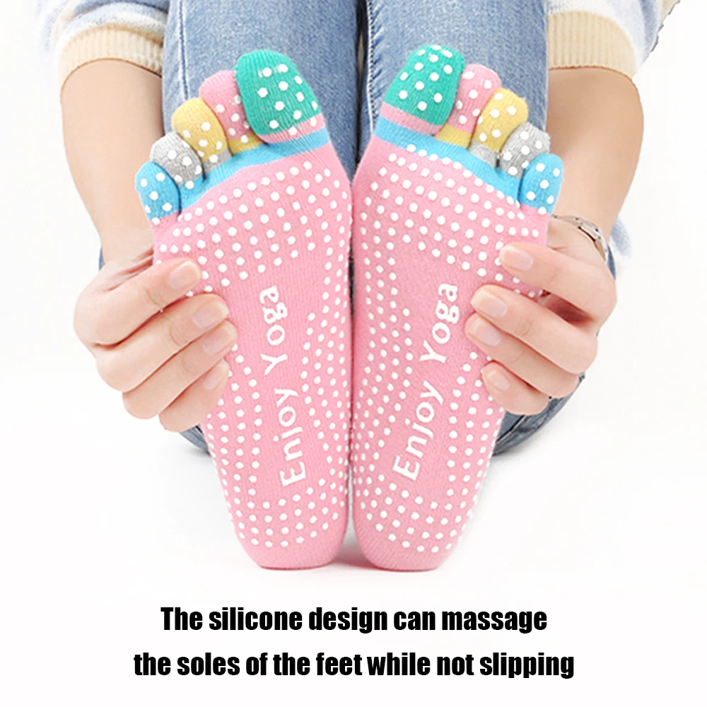 Осень-весна, женские, мужские, унисекс, носок для взрослых женщин, пять пальцев, хлопковые нескользящие носки, силиконовые массажные носки для фитнеса