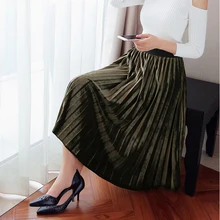 Бархатная полуюбка весна-осень плиссированные юбки по колено Женская большая юбка с надписью, Студенческая Высокая талия с длинным разрезом