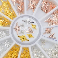 2 sizes Gold silver 3D Metal starlight arrowhead triangle shape Beauty Nail Art Jewelry Decoration tips Accessories Tool Wheel