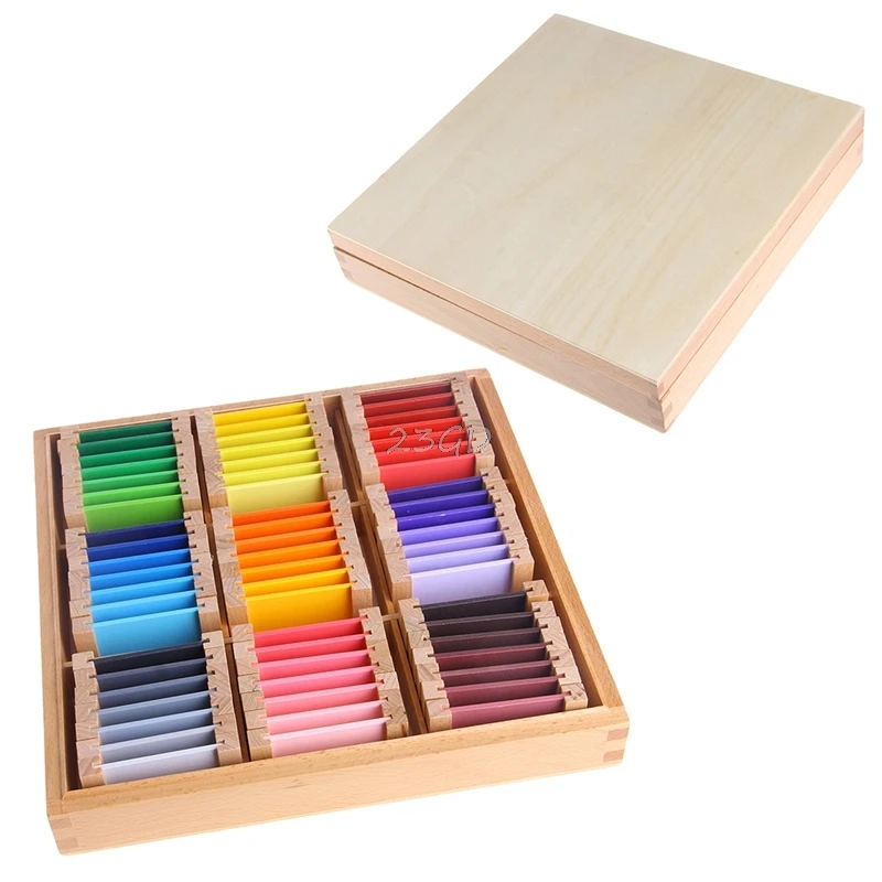 Монтессори Sensorial материал обучения цвет Таблетка Коробка 3 деревянная Дошкольная игрушка MAY2_35