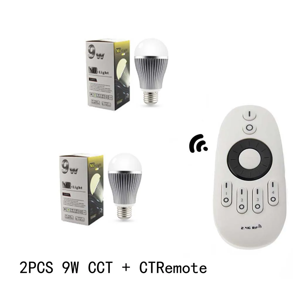 MiLight 9 Вт Светодиодная лампа E27 CCT (CW/WW) + CT Беспроводная дистанционная с