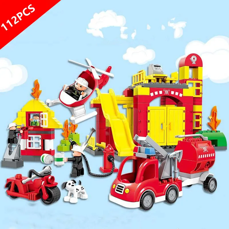 

Fire Series 112PCS Large particles City Fire Department Rescue Team Building Block Compatible DuploINGlys