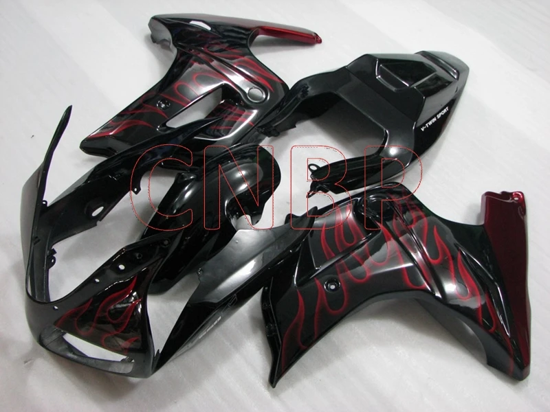 Fairing SV650 2003 2013 Black Red Flame Body Kits SV1000 2006 Fairing
