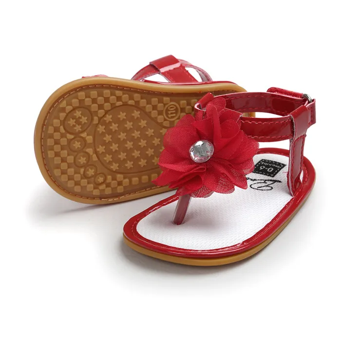Летняя красная детская обувь с цветочным рисунком для маленьких девочек сандалии мягкая подошва infantil bebe обувь для маленьких девочек sol для 0~ м 18 м CX21A