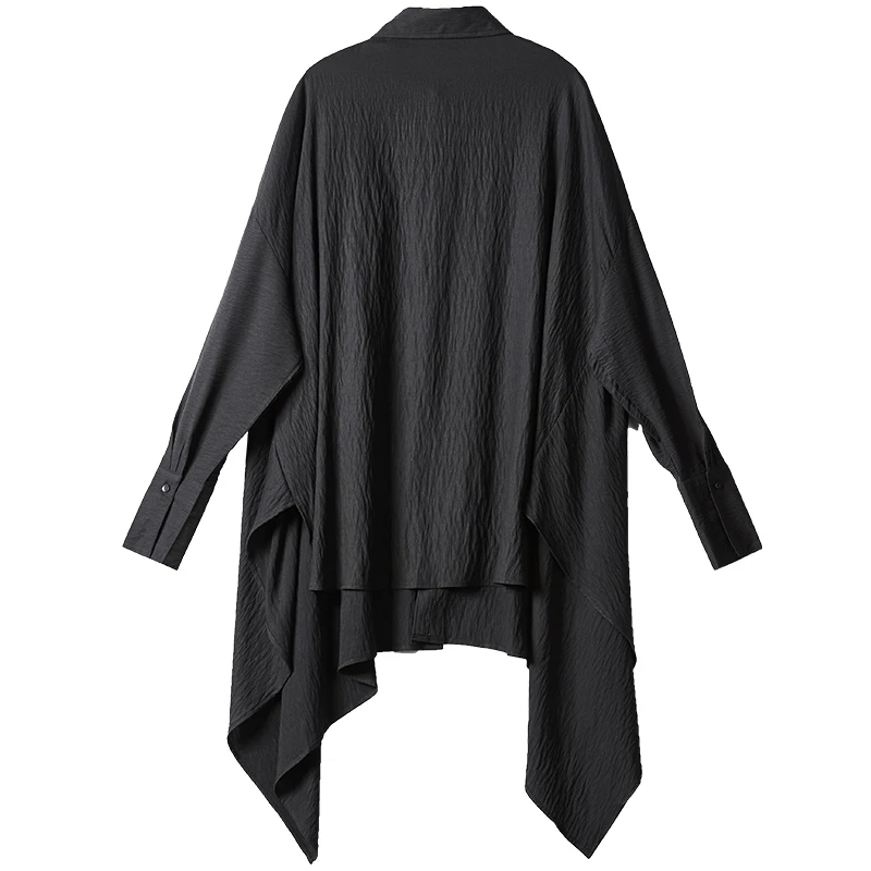 Новая мода ночной клуб личности мужские свободные Yamamoto структурный сложенный плащ с длинным рукавом рубашки