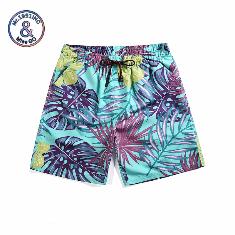 Mr.1991INC 2019 летние пляжные шорты с тропическими листьями принт пляжные шорты homme быстросохнущие Бермуды masculinas de marca