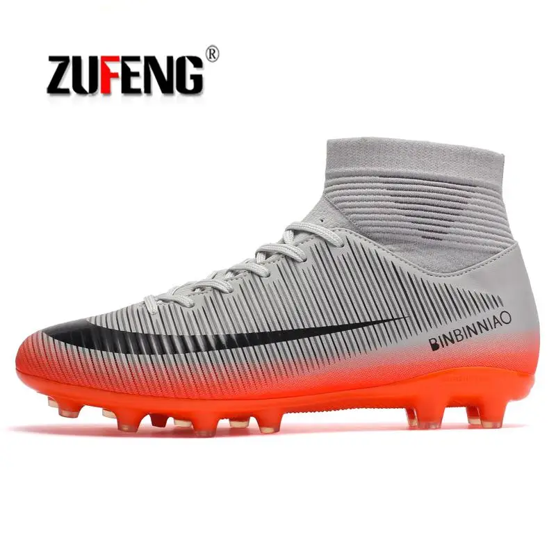 ZUFENG бренд Professional для мужчин's Футбол обувь Спортивная обувь Открытый TF Turf ботильоны высокие шиповки взрослых