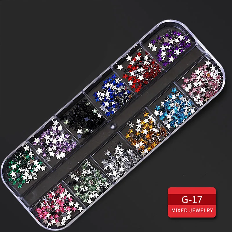 MORDDA, многоразмерные Стразы для ногтей, 3D кристалл, AB, стеклянные камни для ногтей, смешанные цвета, сделай сам, украшения для ногтей, золотые, серебряные стразы - Цвет: G-017
