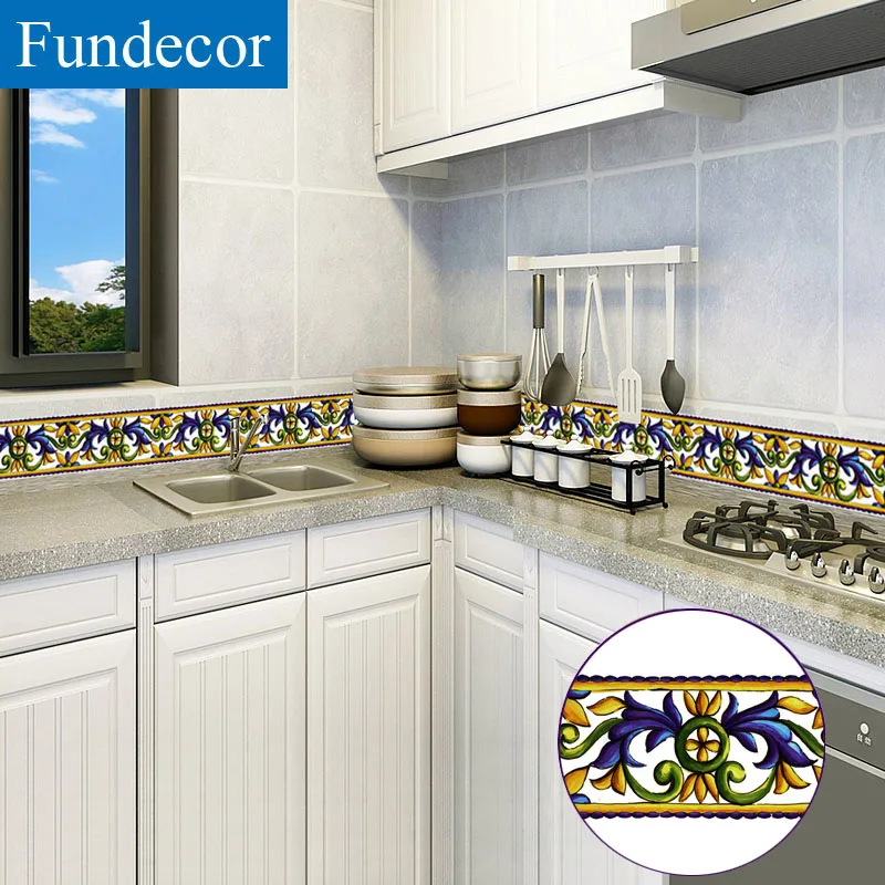 [Fundecor] 10x1000cm Blue flower pattern wall stickers For