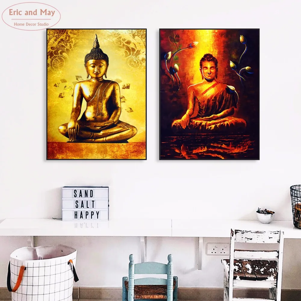 Buddha Gold Body Artwork Posters and Prints Canvas Art Painting Wall Pictures For Living Room Home Decoration Decor No Frame | Дом и сад