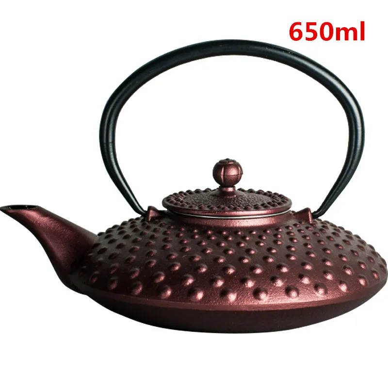 

600ml~1000ml Cast Iron Tea Pot Set Japanese Teapot Tetsubin Kettle Drinkware KungFu Tools Color teapots Uncoated TeaKettle Gifts