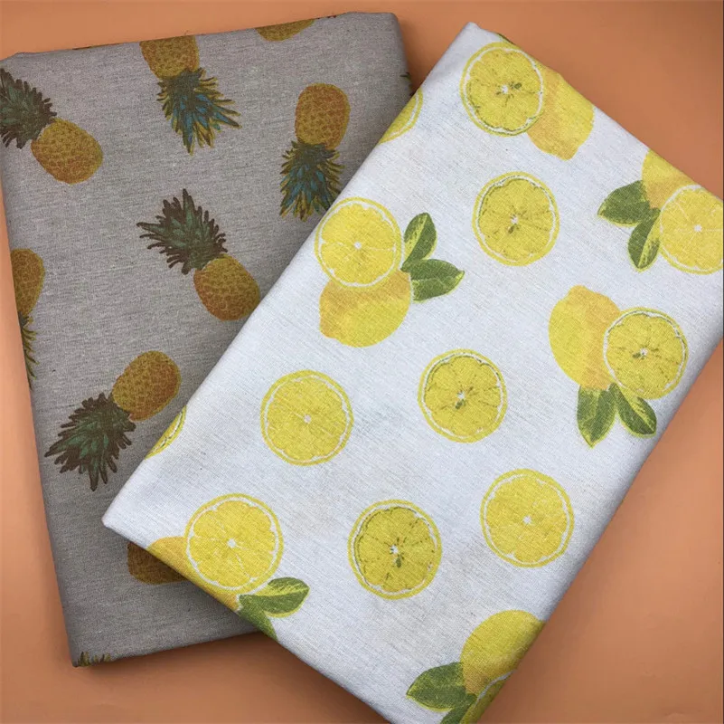

HMS Cotton Linen Fabric DIY Craft Material Print Fruit Lemon or Pineapple 2 Designs to Choose 8315a