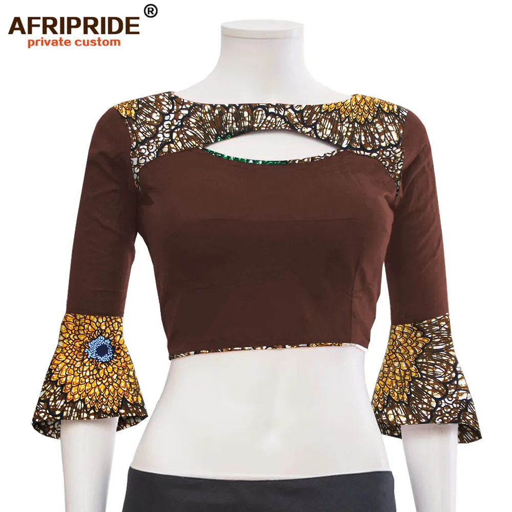 320-6 Африканская Летняя Сексуальная рубашка для леди AFRIPRIDE портной сделанная красочная ткань и Дашики короткий топ на бретелях A1922004 - Цвет: 320-6