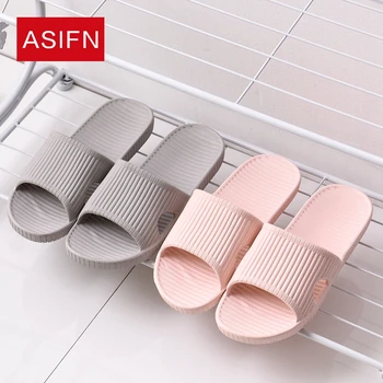 

ASIFN Women Bathroom Slippers Men Summer Flip Flops Non-slip Solid Message Slides Man Slipper Casual Home Indoor Female Sandals