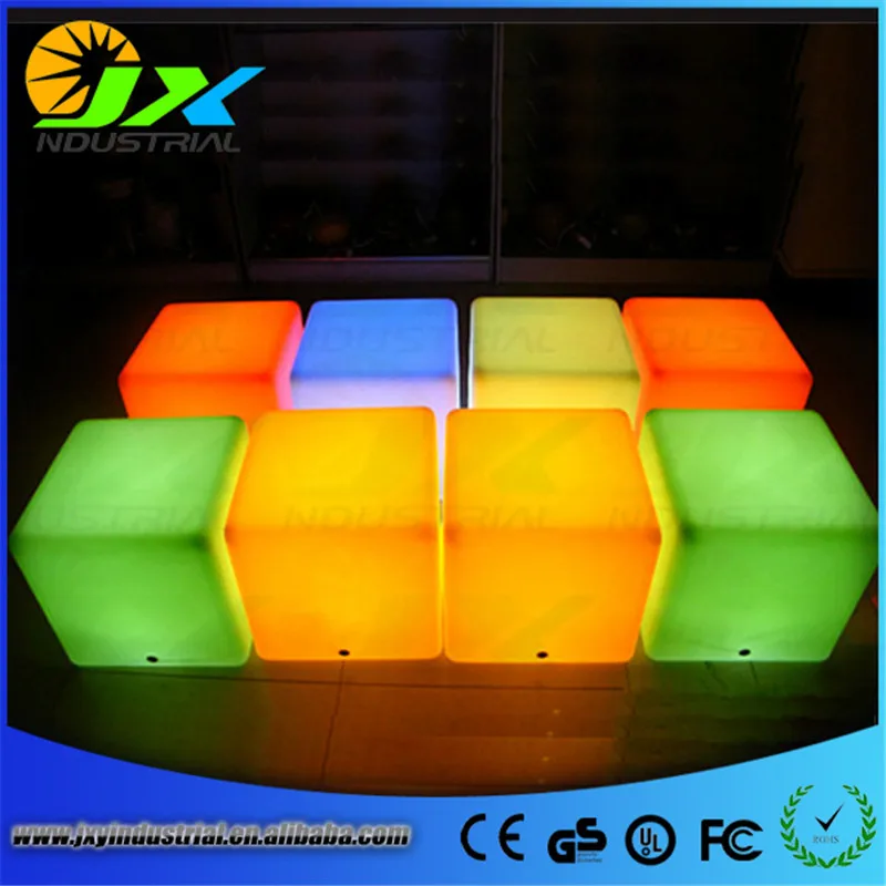 

D30 cmPE Material Rechargeable 16 color LED Square Cube Seat Chair Stool Waterproof LED table light cube chair Free Shipping