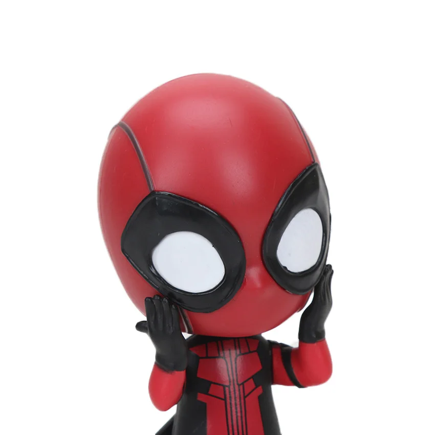 Мини 10 см игрушки Marvel фигурка Дэдпул Bobble-Head 1/10 масштаб предварительно окрашенный Человек-паук Черная пантера Коллекционная модель куклы