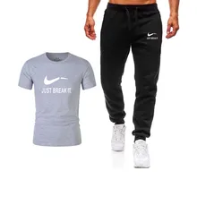  Men's Sets T Shirts+pants Two Pieces Sets Casual Tracksuit Men/Women New Fashion printing suits sportwear Gyms Fitness trousers