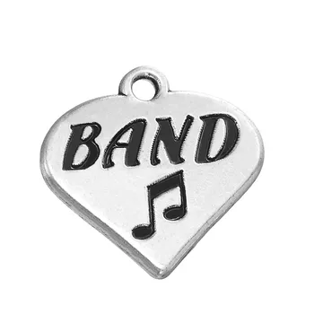 

10pcs Charms Band Musical Note Heart 19x18mm Antique Silver Color Pendant Band Musical Note Heart Charms For Jewelry Making