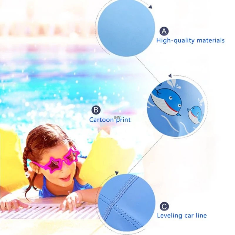 Новая шапочка для плавания с рисунками из искусственной кожи, Детские Водонепроницаемые шапочки для купания с изображением рыбы, животных, защита для ушей, капюшон для подводного плавания INY